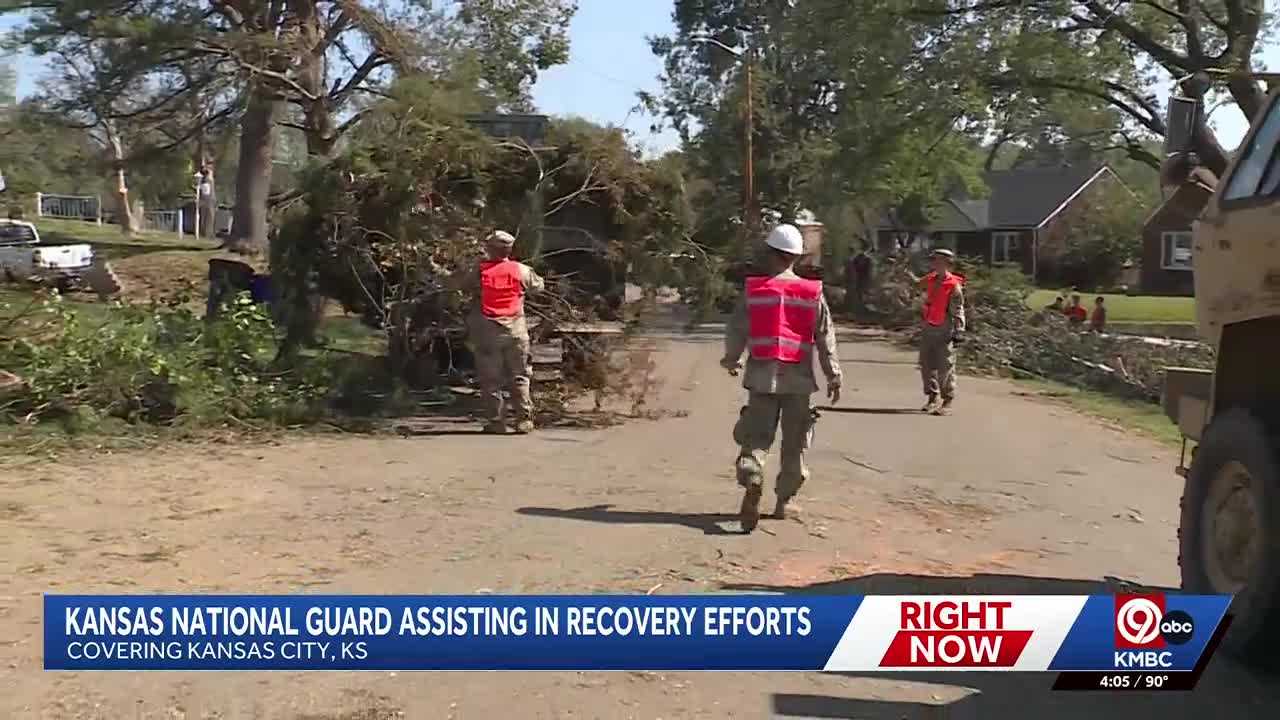 Kansas National Guard clears storm debris in Kansas City, Kansas