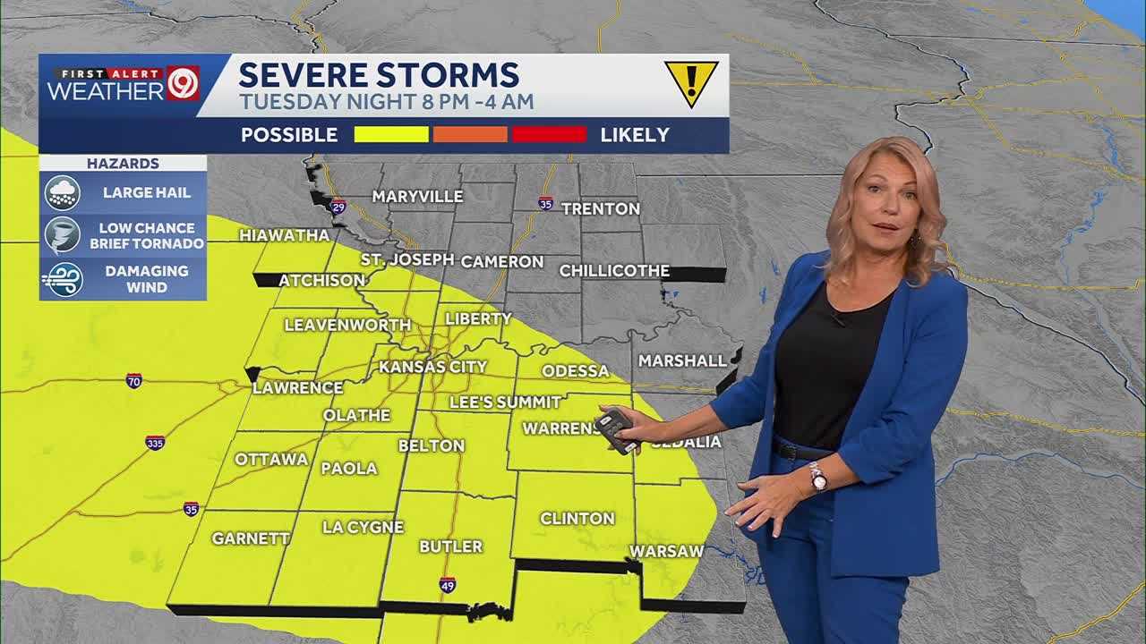 Strong to severe storms possible Tuesday night, damaging winds the main threat